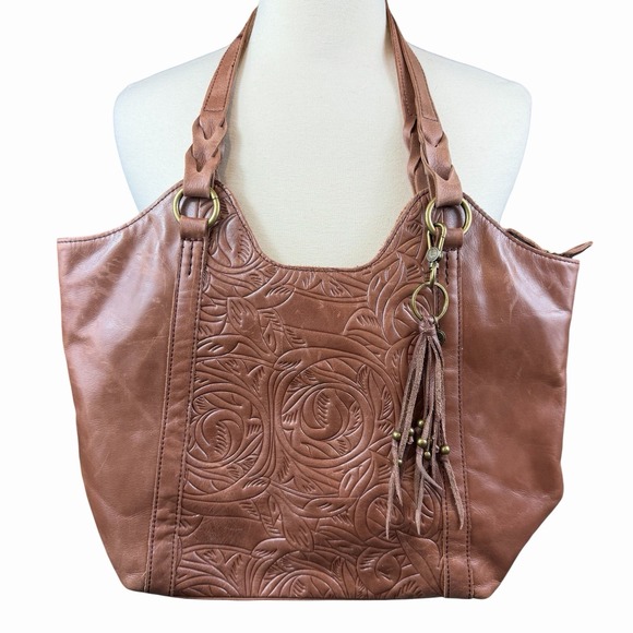 The Sak Handbags - The SAK Embossed Sierra Leather Tote Shoulder Hobo Handbag Boho Fringe Indie